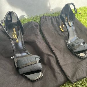 Saint Laurent, Black Patent Opyum 85 sandals